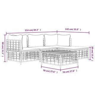 4-Delige Loungeset Met Kussens Poly Rattan Antracietkleurig