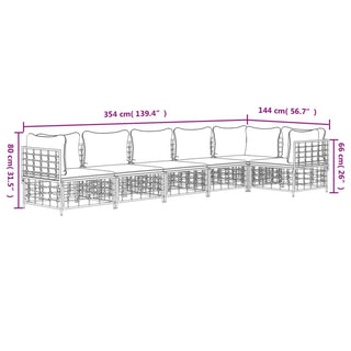 6-Delige Loungeset Met Kussens Poly Rattan Antracietkleurig