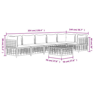 7-Delige Loungeset Met Kussens Poly Rattan Antracietkleurig