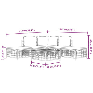 6-Delige Loungeset Met Kussens Poly Rattan Antracietkleurig