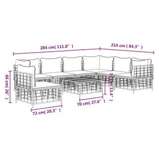 8-Delige Loungeset Met Kussens Poly Rattan Antracietkleurig