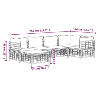 6-Delige Loungeset Met Kussens Poly Rattan Antracietkleurig