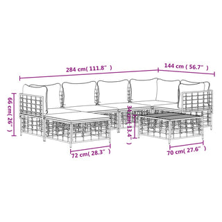 7-Delige Loungeset Met Kussens Poly Rattan Antracietkleurig