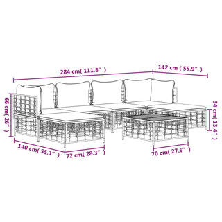 7-Delige Loungeset Met Kussens Poly Rattan Antracietkleurig