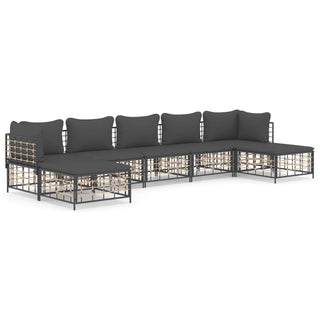 7-Delige Loungeset Met Kussens Poly Rattan Antracietkleurig