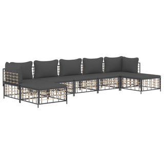 7-Delige Loungeset Met Kussens Poly Rattan Antracietkleurig