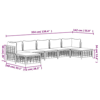 7-Delige Loungeset Met Kussens Poly Rattan Antracietkleurig