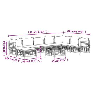 9-Delige Loungeset Met Kussens Poly Rattan Antracietkleurig