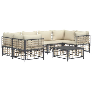 7-Delige Loungeset Met Kussens Poly Rattan Antracietkleurig