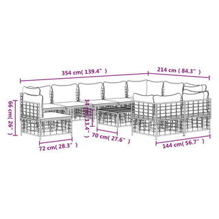 11-Delige Loungeset Met Kussens Poly Rattan Antracietkleurig