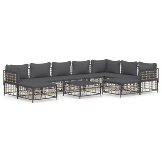 10-Delige Loungeset Met Kussens Poly Rattan Antracietkleurig