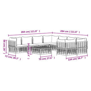 9-Delige Loungeset Met Kussens Poly Rattan Antracietkleurig