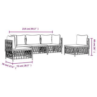 5-Delige Loungeset Met Kussens Staal Kleurig