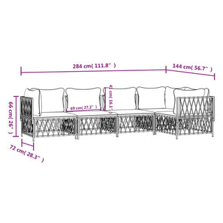 5-Delige Loungeset Met Kussens Staal