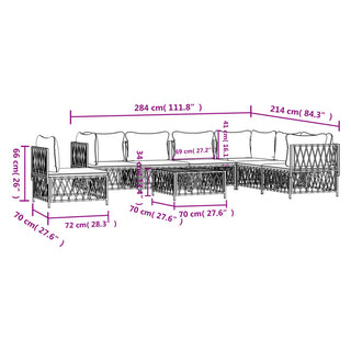 8-Delige Loungeset Met Kussens Staal Kleurig