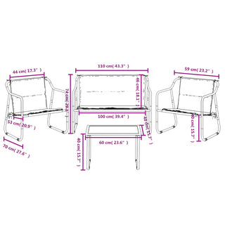 4-Delige Loungeset Met Kussens Staal Antracietkleurig