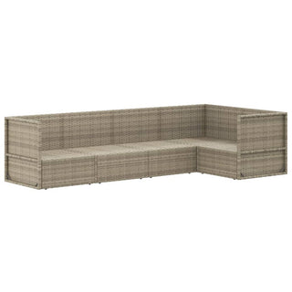 5-Delige Loungeset Met Kussens Poly Rattan Grijs