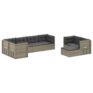 8-Delige Loungeset Met Kussens Poly Rattan Grijs