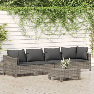 3-Delige Loungeset Met Kussens Poly Rattan Grijs