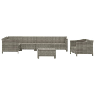 7-Delige Loungeset Met Kussens Poly Rattan Grijs