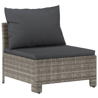 7-Delige Loungeset Met Kussens Poly Rattan Grijs