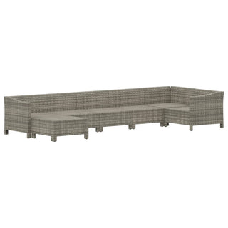 7-Delige Loungeset Met Kussens Poly Rattan Grijs