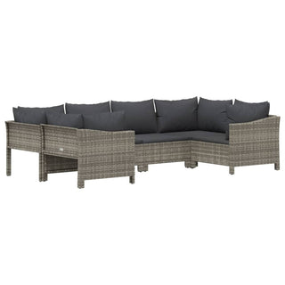 6-Delige Loungeset Met Kussens Poly Rattan Grijs