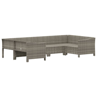 6-Delige Loungeset Met Kussens Poly Rattan Grijs