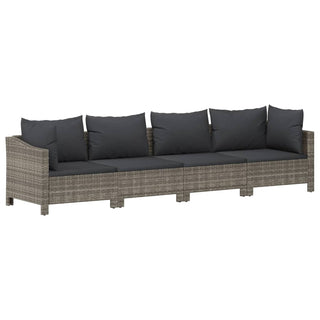 9-Delige Loungeset Met Kussens Poly Rattan Grijs