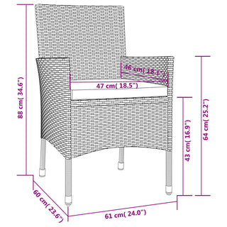 Tuinset Met Kussens Poly Rattan Zwart