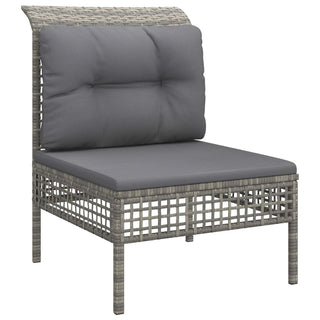 Loungeset Met Kussens Poly Rattan Grijs