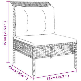 6-Delige Loungeset Met Kussens Poly Rattan Grijs