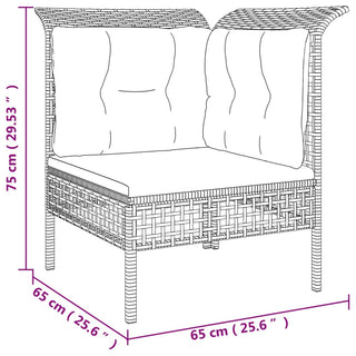 Loungeset Met Kussens Poly Rattan Grijs