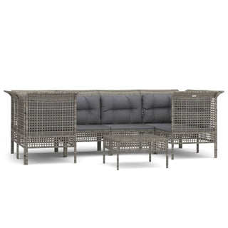 7-Delige Loungeset Met Kussens Poly Rattan Grijs