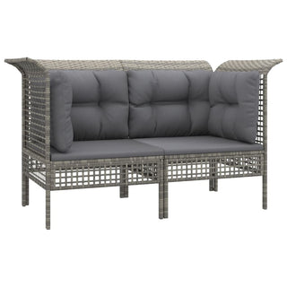 7-Delige Loungeset Met Kussens Poly Rattan Grijs