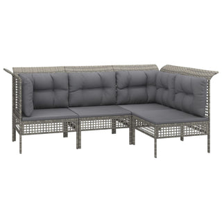 7-Delige Loungeset Met Kussens Poly Rattan Grijs