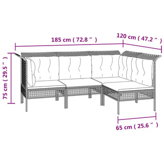 7-Delige Loungeset Met Kussens Poly Rattan Grijs