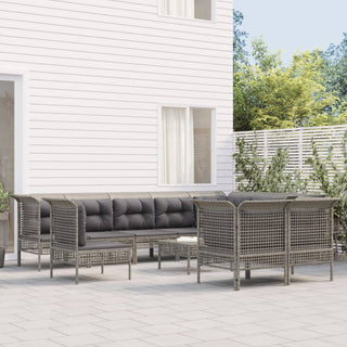 1 Loungeset Met Kussens Poly Rattan Grijs