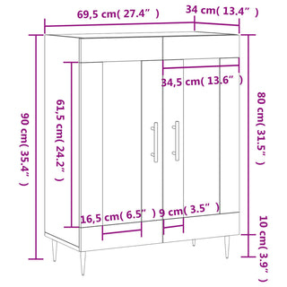 Dressoir 69,5X34X90 Cm Bewerkt Hout