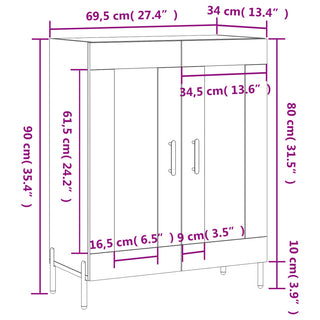 Dressoir 69,5X34X90 Cm Bewerkt Hout Eikenkleurig