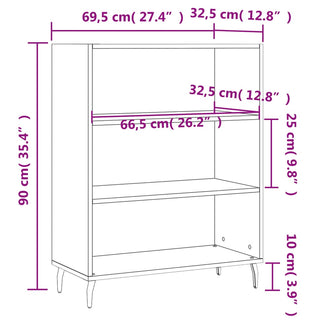 Schappenkast 69,5X32,5X90 Cm Bewerkt Hout Bruin Eikenkleur