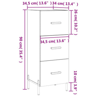 Dressoir 34,5X34X90 Cm Bewerkt Hout Bruin Eikenkleur