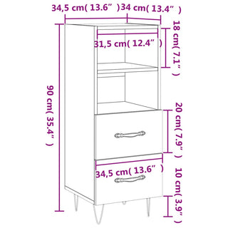 Dressoir 34,5X34X90 Cm Bewerkt Hout