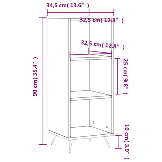 Schappenkast 34,5X32,5X90 Cm Bewerkt Hout Bruin Eikenkleur