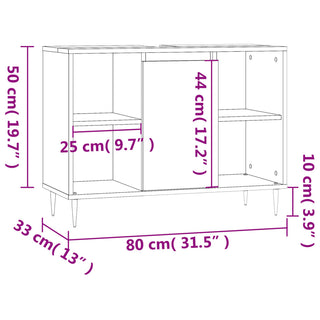 Badkamerkast 80X33X60 Cm Bewerkt Hout Kleurig