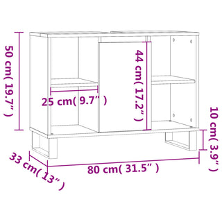 Badkamerkast 80X33X60 Cm Bewerkt Hout