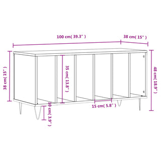 Platenkast 00X38X48 Cm Bewerkt Hout Eikenkleurig