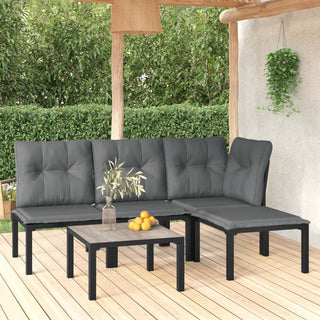 5-Delige Loungeset Poly Rattan Zwart En Grijs