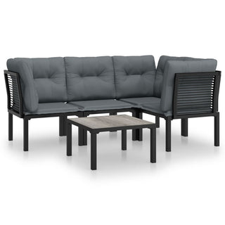 5-Delige Loungeset Poly Rattan Zwart En Grijs