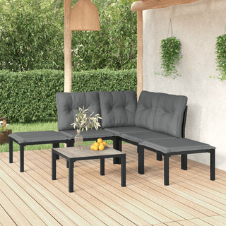 Loungeset Poly Rattan Zwart En Grijs